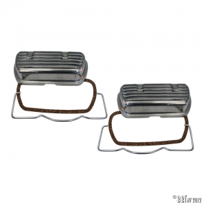 Aluminium valve cover with clips and rubbers, as pair